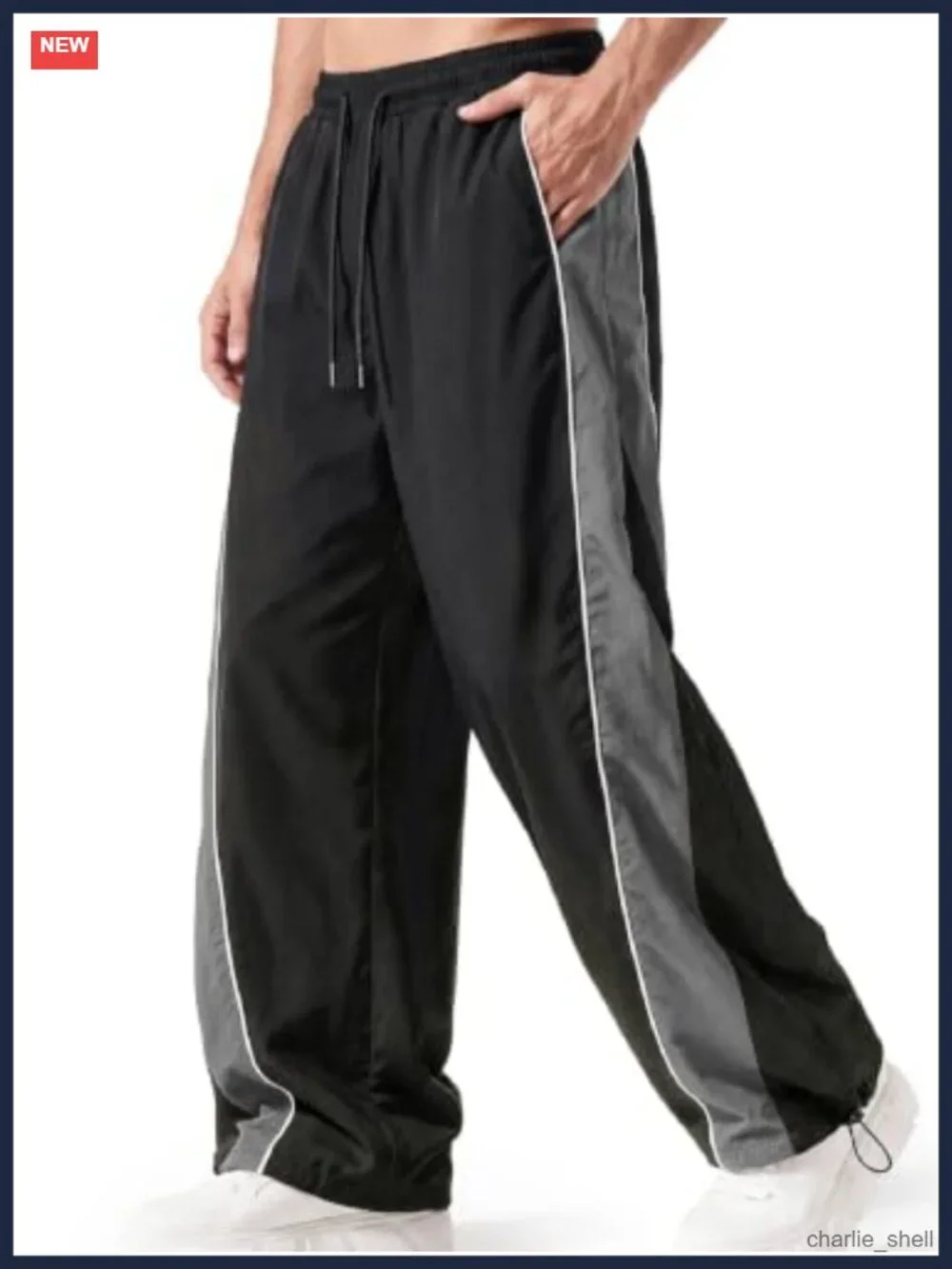 Y2K Parachute Track Pants Baggy Sweatpants Men's Wide Leg Drawstring